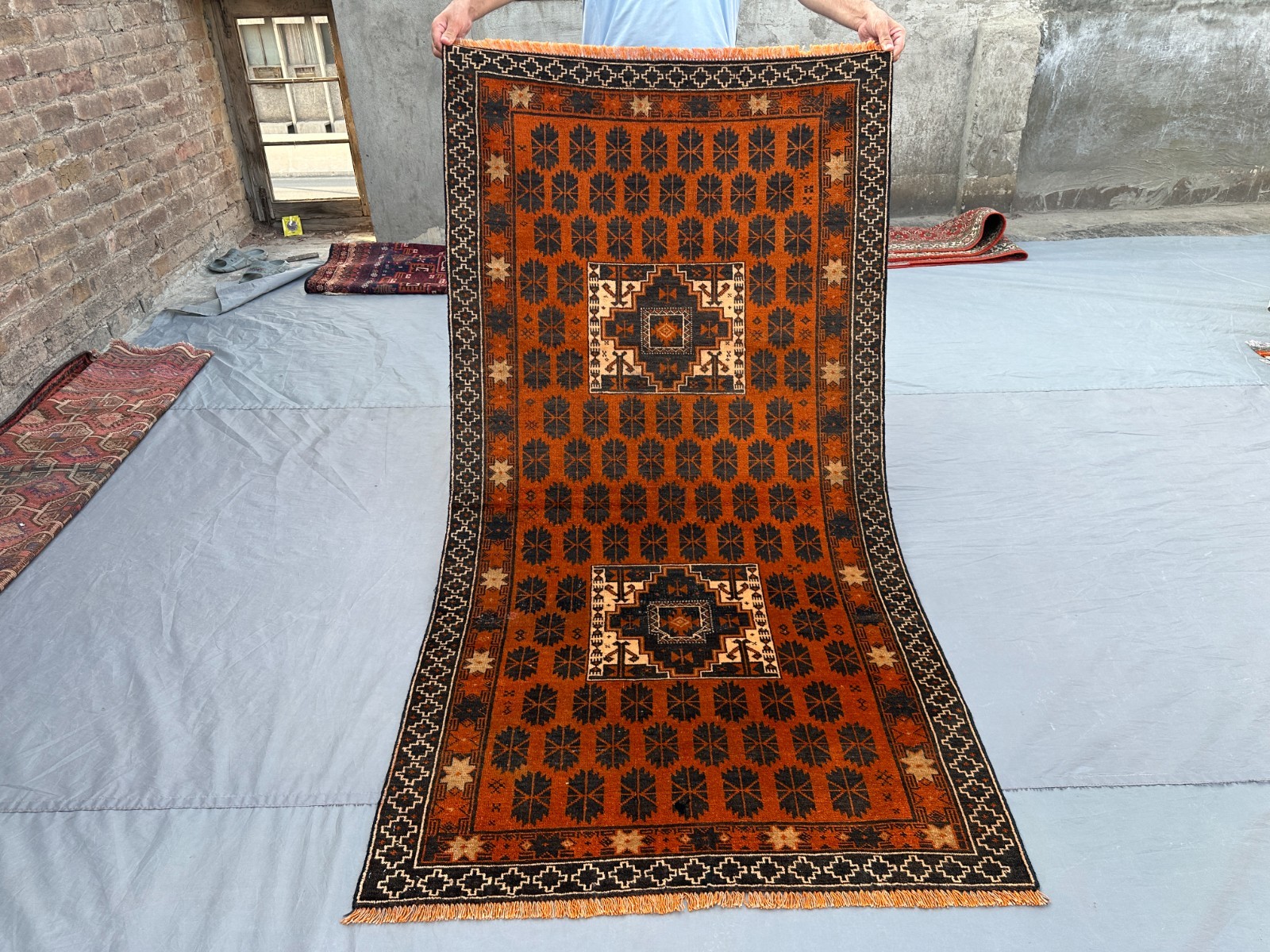 3'3 x 6'3 Vintage Afghan Hand Knotted Rug Geometric Tribal Wool Bedroom Carpet gallery