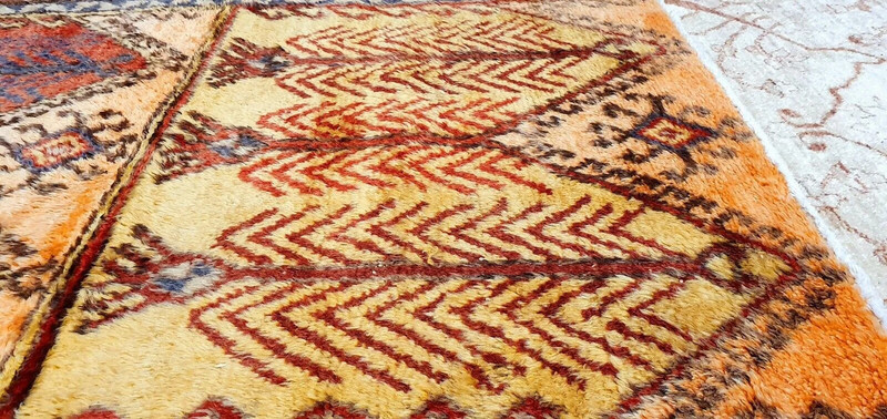 Primitive Antique Cr1900-1939s Multi-Colored Wool Pile Tribal Area Rug 5x5ft gallery