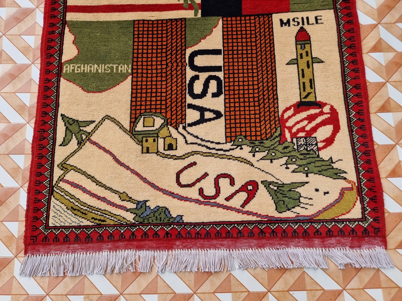 Afghan Rug Handmade War Rug Afghan Tribal 9/11 Rug knottad made wool Rug gallery