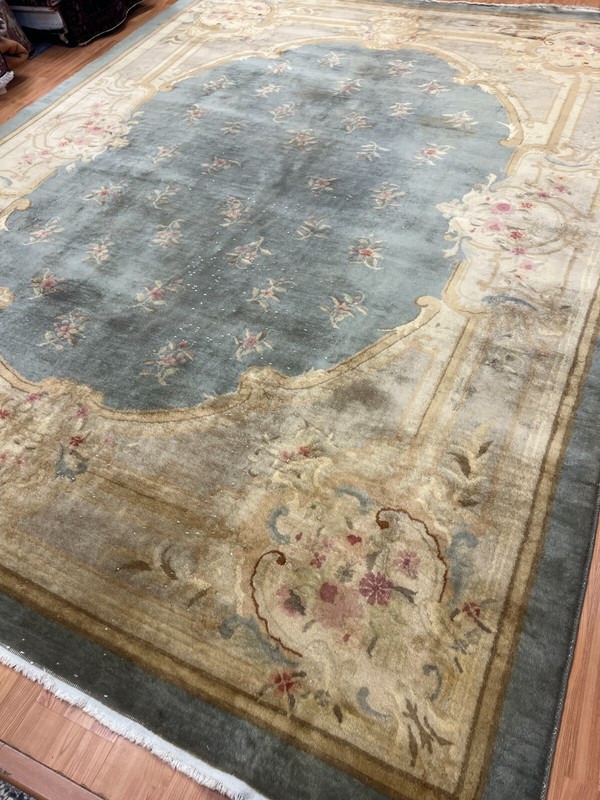 8'8" x 11'7" Antique Chinese Aubusson Oriental Rug - 100% Wool - Hand Made gallery