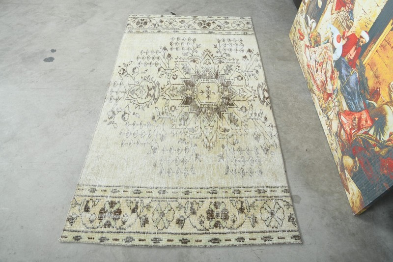 Vintage Turkish Rug 3x5 Hand-Knotted Oushak Area Rugs Boho Wool Carpet,108 gallery