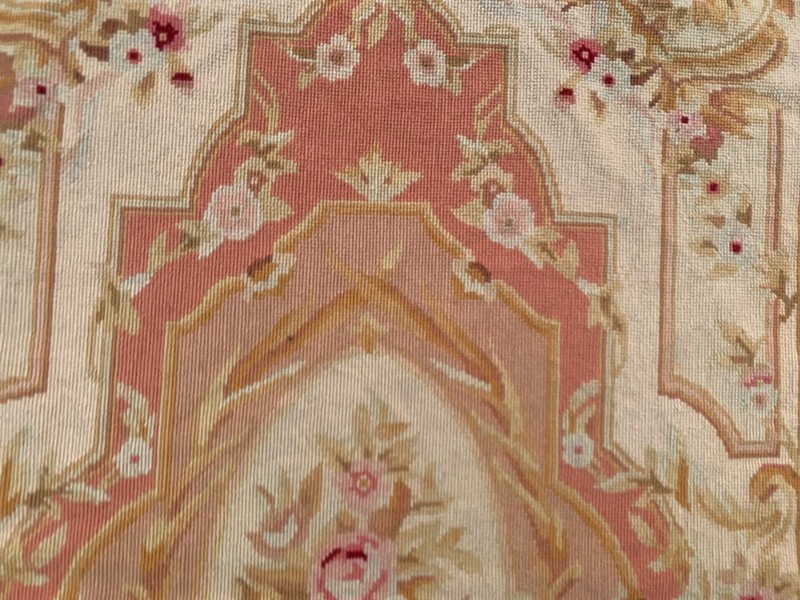 Vintage Handmade Aubusson: French Style Chain-Stitch, Needlepoint Rug 2x4 ft gallery