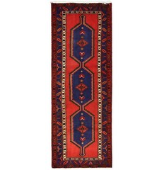 Handmade Semi-Antique Tribal Oriental Runner Rug Hallway Carpet 3’5X9’3 ft