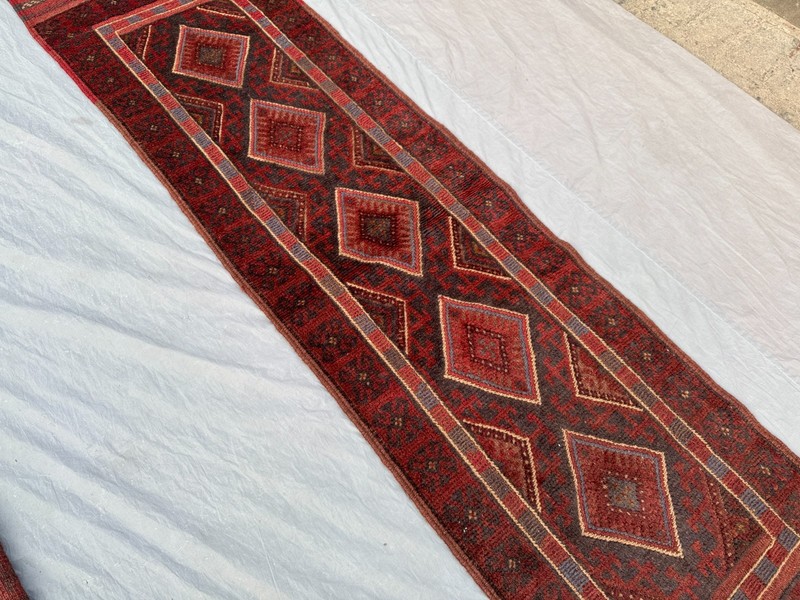 2x8 Vintage Afghan Baluchi Mishwani Runner Rug – Red Handwoven Wool entryway Rug gallery