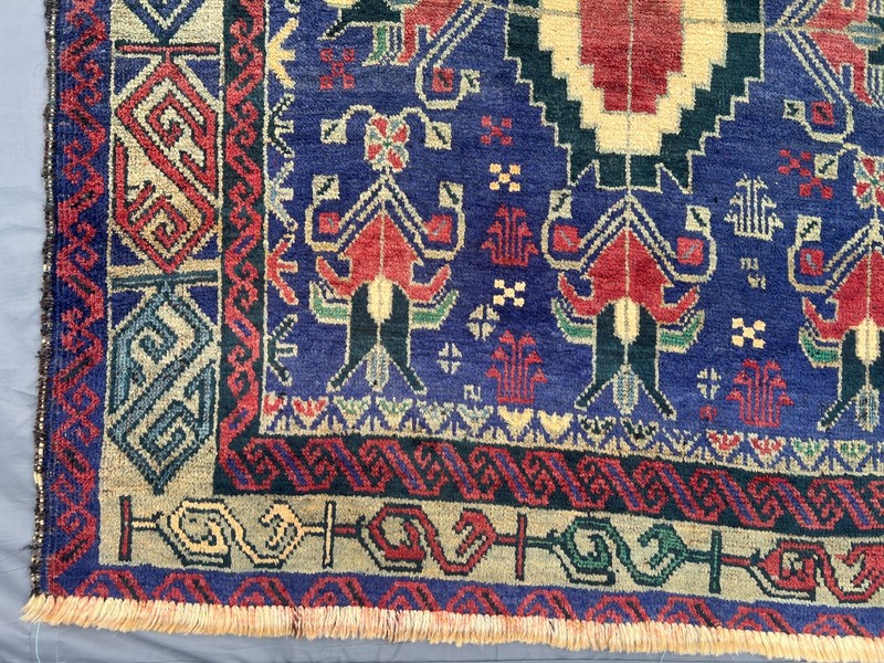 3'6" x 5'9" Vintage Afghan Hand-Knotted Baluchi Rug, Rare Tribal Pattern Rug gallery