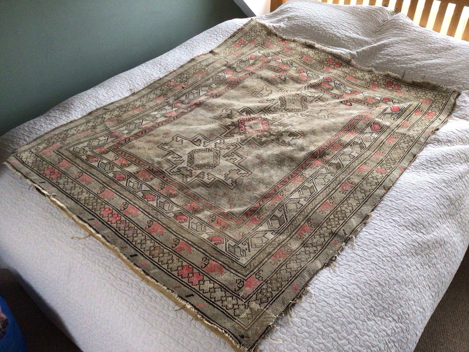 Antique Caucasian Shirvan Kazak Well Worn Repaired & Loved Rug Size 50” x 63.5” gallery