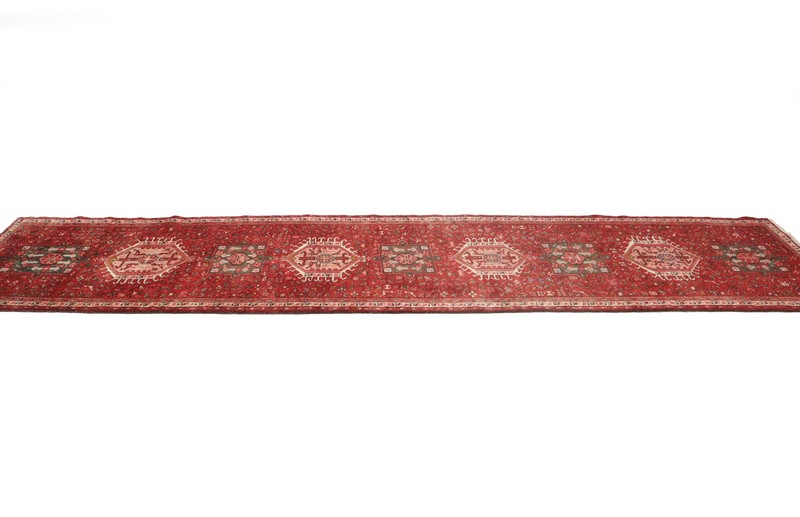 Geometric Tribal Design Vintage Red 3X13 Hand-Knotted Oriental Runner Rug Carpet gallery