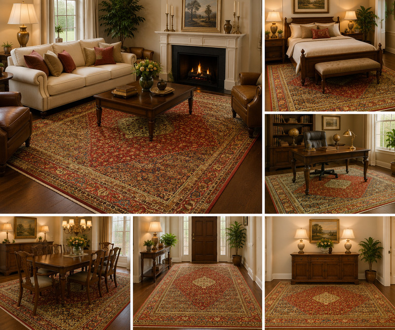 NATURAL WOOL Old Oriental Rugs,Hand Woven,knotted size Approximately 6'8" x 9'5" gallery