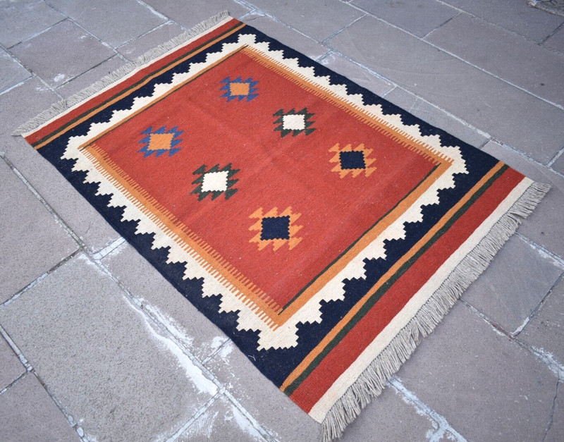 Caucasian Rug 41'' x 56'' Home Decor Rug Fine Quality Rug Flat Woven Wool Rug gallery