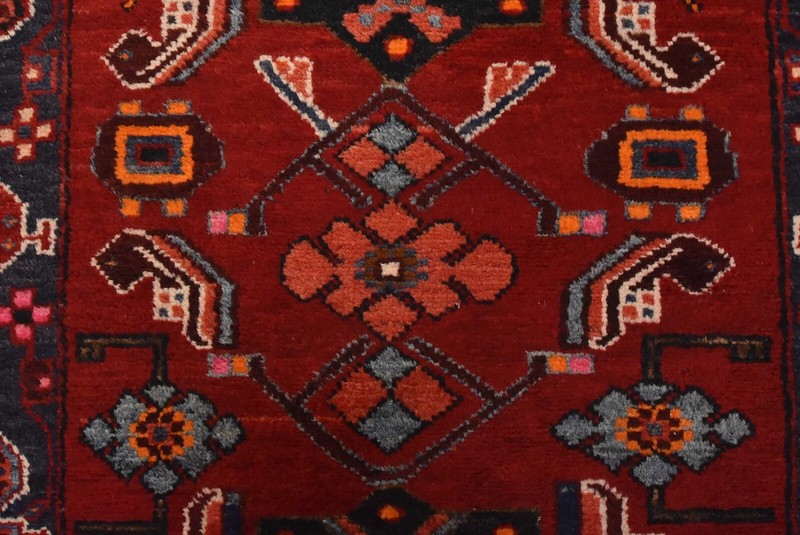Vintage Tribal Runner 3’6” x 9’8” Red Wool Hand-Knotted Oriental Rug gallery