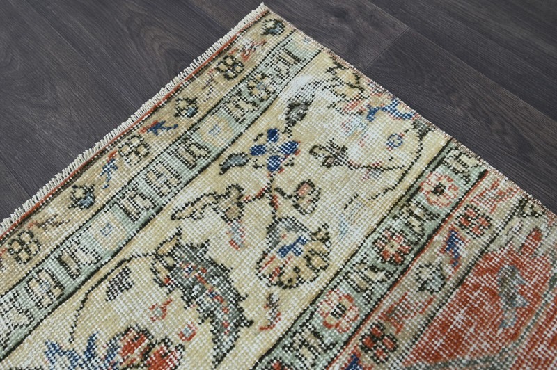 Vintage Turkish Runner Rug 2x11ft Wool Anatolian Handmade Hallway Oushak RED gallery
