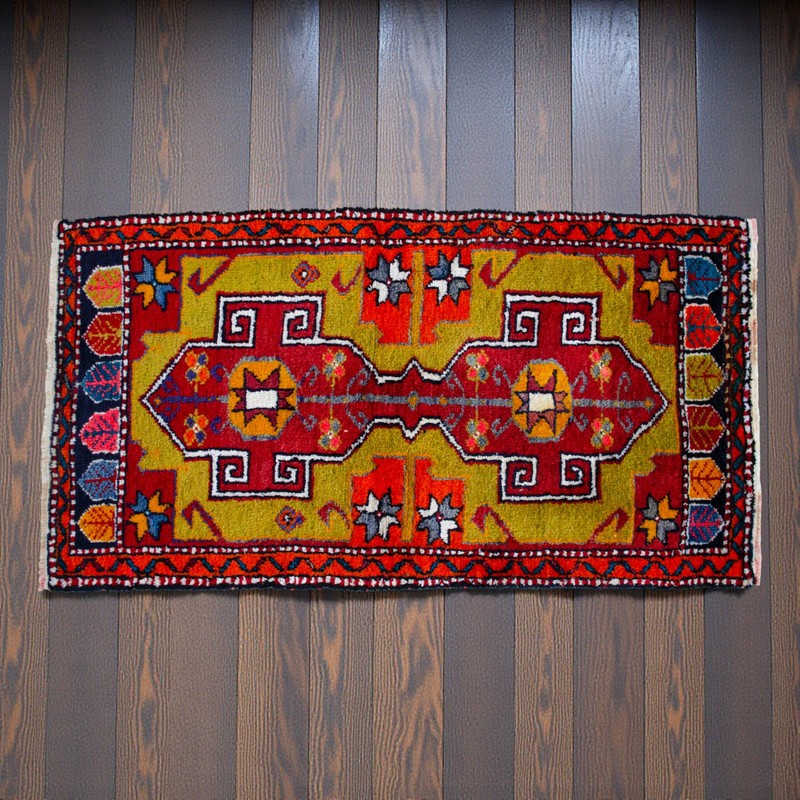 Vintage Turkish Rug Handmade Small Rug, Wool Doormat, Kitchen Rug, 2x4 ft approx gallery