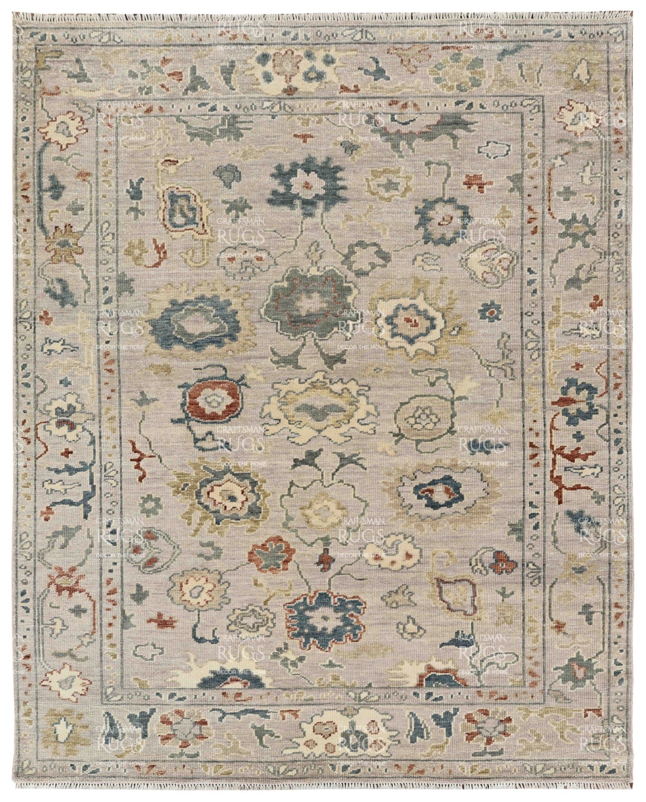Handknotted Purple Multi Floral Geometric Rug 8x10 ft gallery