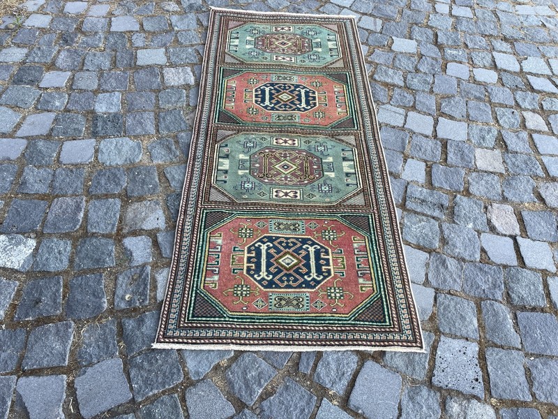 Turkish Vintage Rug Handmade Wool Rug Bohemian Runner Rug Home Rug2,0 x 4,7 ft gallery