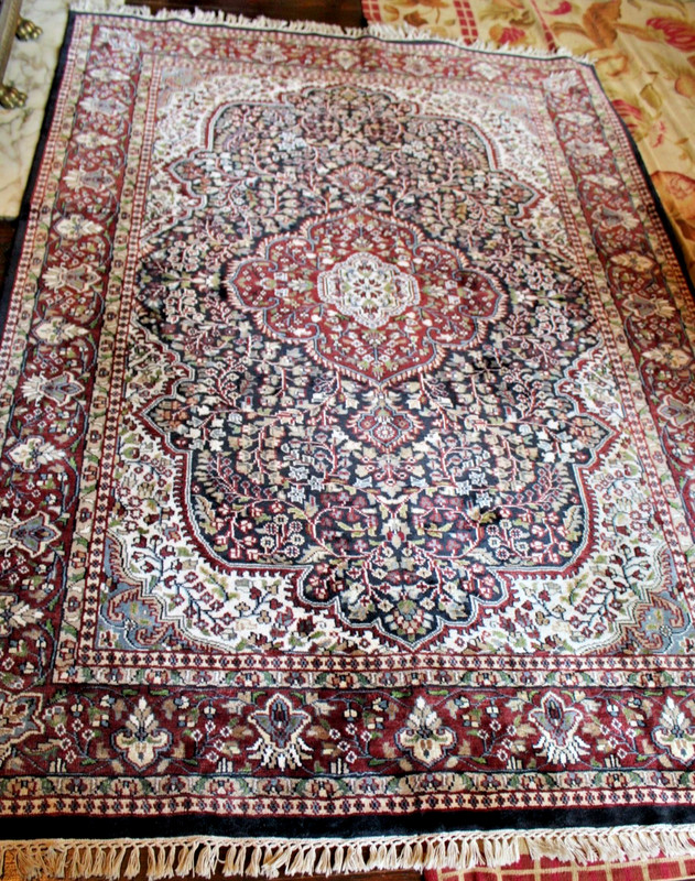 Vtg Oriental SILK Rug, Floral Medallion Design, Hand Knotted, 5'x7', EUC! gallery