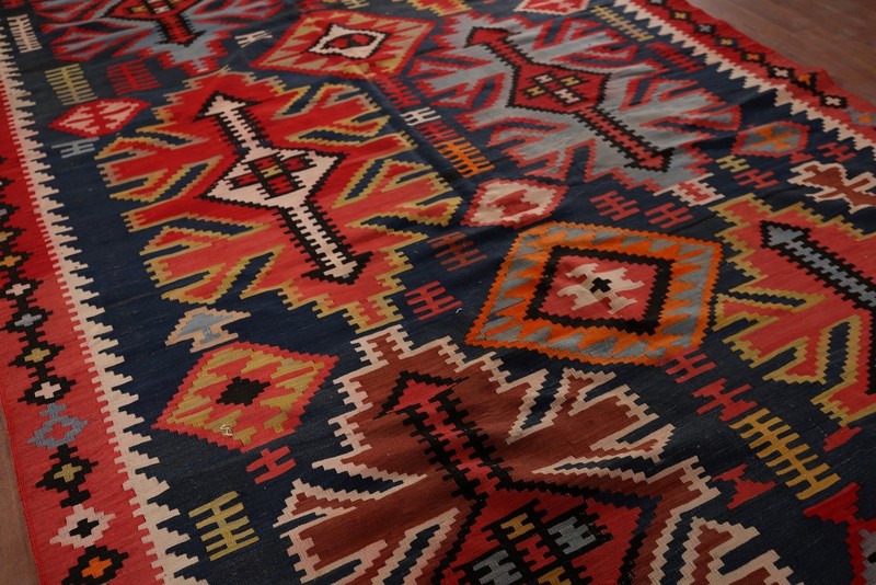 Vegetable Dye Antique Kilim Russian Shirvan Reversible Rug 6x11 Flat weave Rug gallery