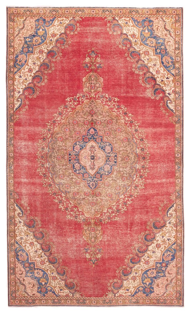Traditional Vintage Hand-Knotted Area Rug 7'7" x 13'1" Oriental Wool Carpet