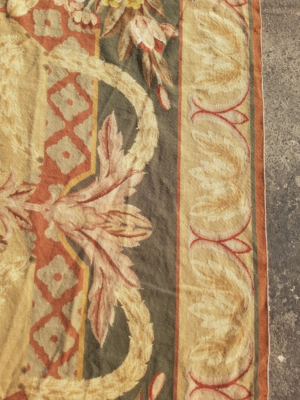 Vintage French Floral Needlepoint Handmade Multicolor Rug Wool Carpet 292x235 cm gallery