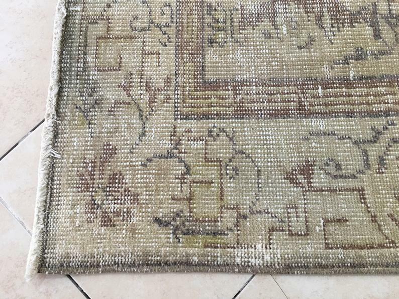 Faded Antique Persian Bohemian Oushak Area Rug Handknotted 5.7x8.7ft, 174x265cm gallery