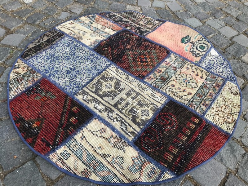 Turkish Vintage Rug, Home Decor Rug, Boho Decor Rug, Oushak Kilim Rug, 3,4x3,4ft gallery