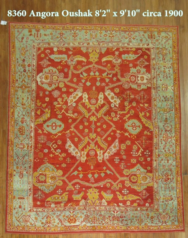 Antique Turkish Angora Oushak Ushak Rug 8'2''x9'10'' gallery