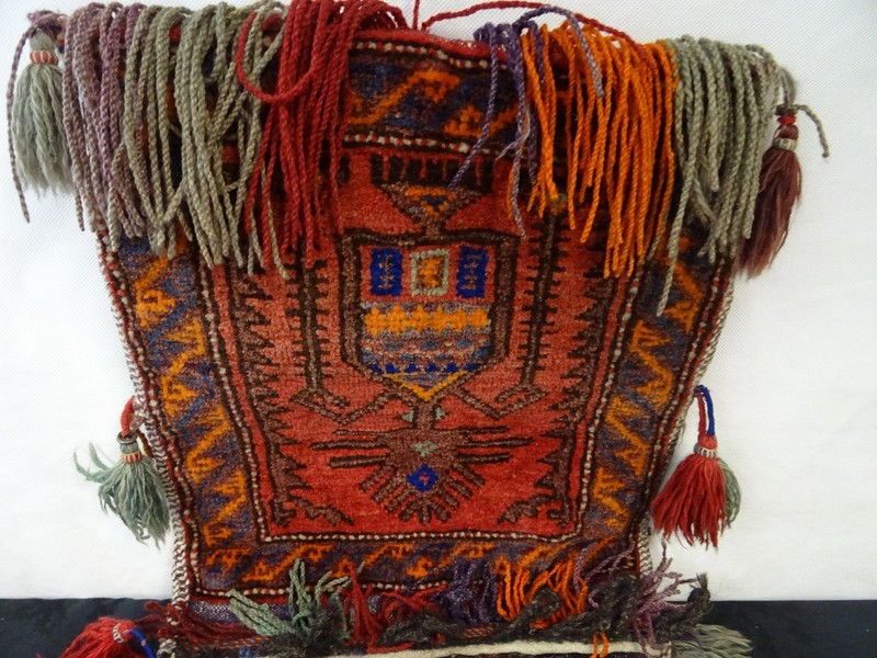 Vintage Hand Knotted Traditional Tribal Afghan Wool Rug Saddle Bags 138''x16'' gallery