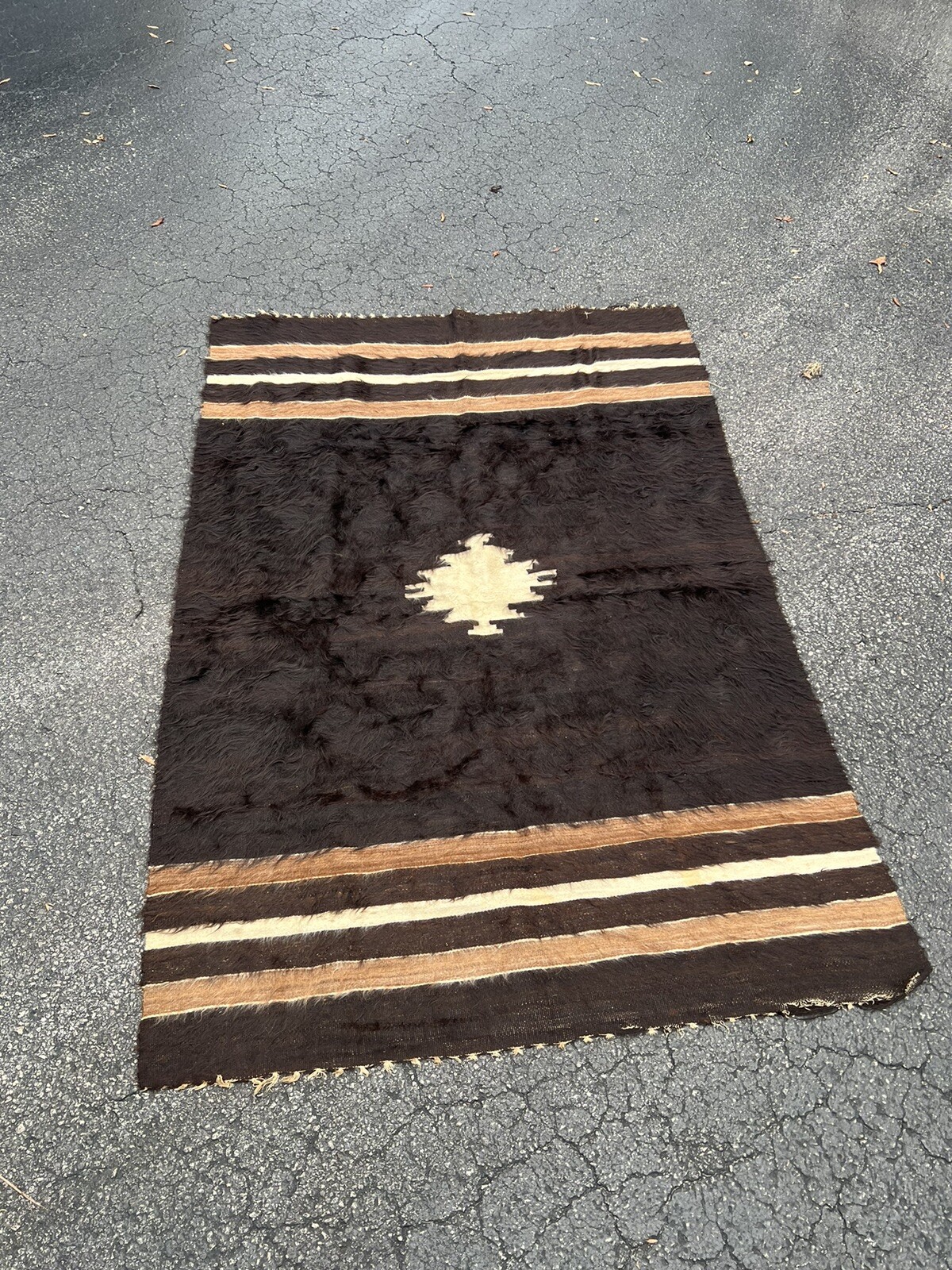 1890-1900 ANTIQUE TURKISH ANATOLIAN DEVAN GOAT HAIR COVER RUG BROWN MOHAIR gallery