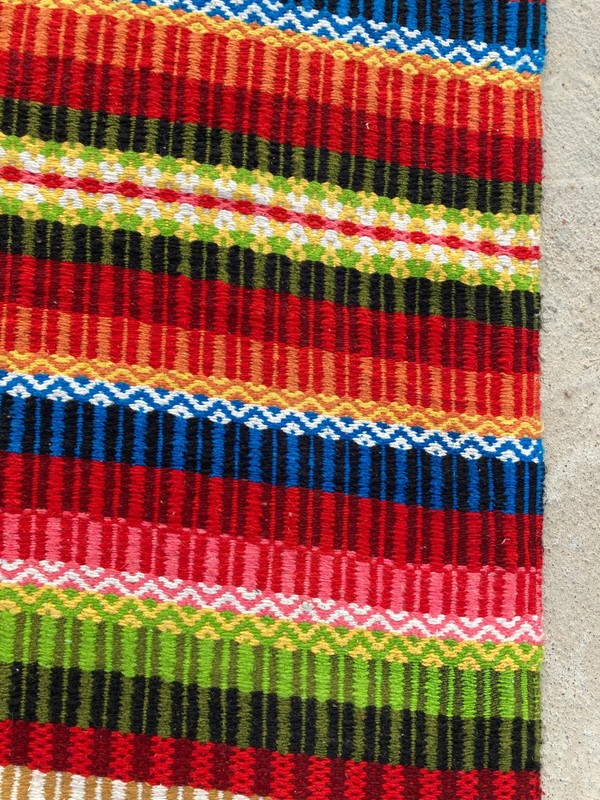 Vintage Handmade Mexican Serape Traditional Wool Kilim Rug Carpet 190x132 cm gallery