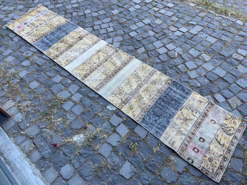 Turkish Vintage Rug Handmade Wool Rug Bohemian Runner Rug Home Rug 2,0 x 10, ft gallery
