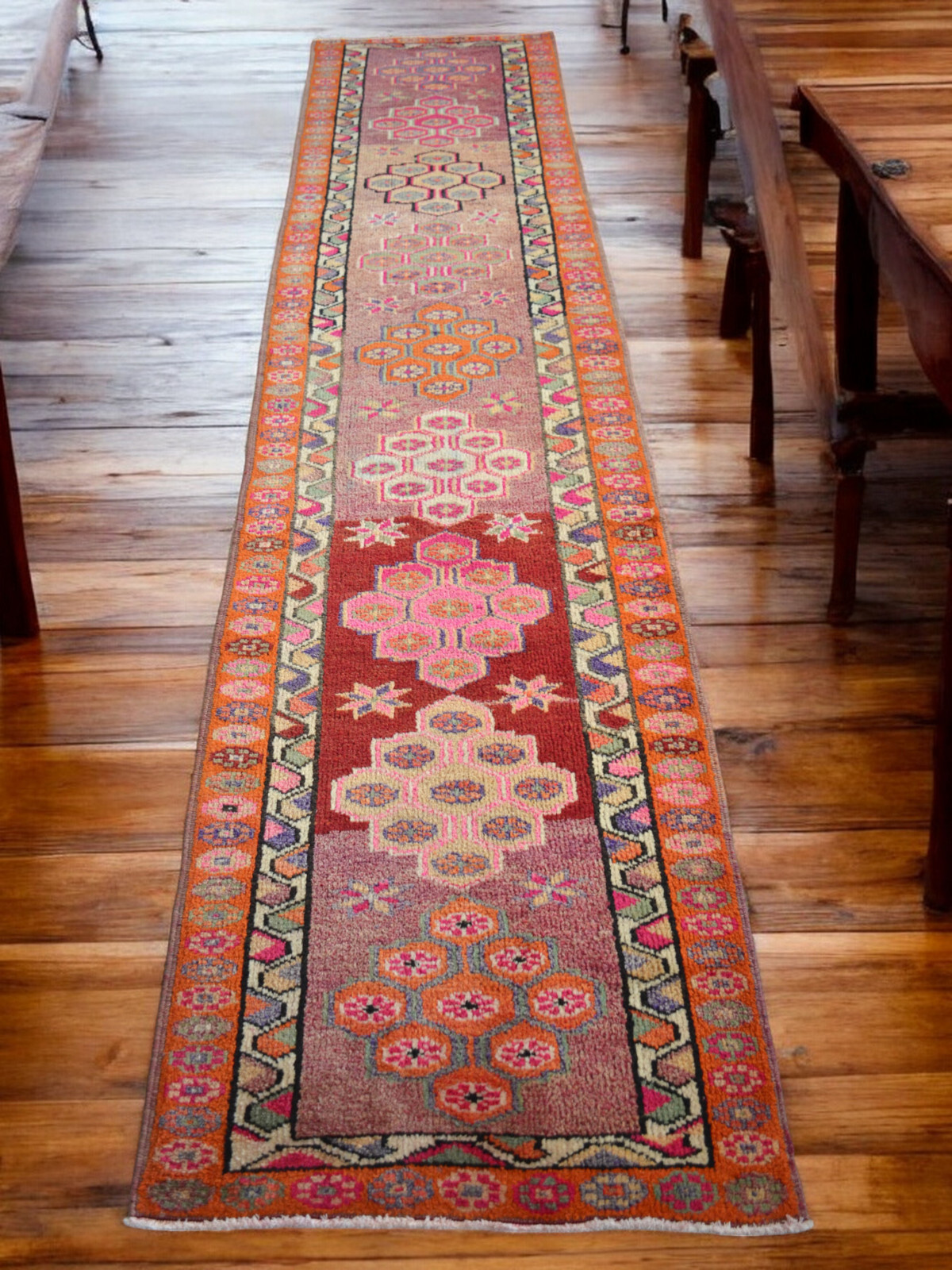 Turkish Runner Rug, HandMade Rug, Tribal Rug Ethnic Rug 3 x 13 ft Kitchen Runner gallery