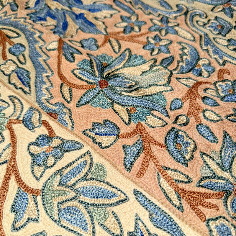 Price Drop ! Vintage Gorgeous Kashmiri Cotton Embroidered Wall or Floor Rug gallery