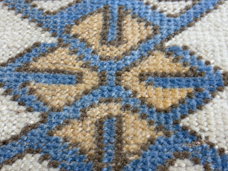 3x5 Pink Blue White Vintage Turkish Rug, Hand-Knotted Wool Rug, Small Oushak Rug gallery