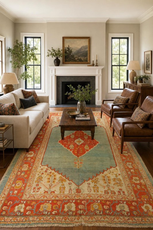 Antique Oushak Turkish Area Rug 8x12 Ft Handmade Vegetable Dye Oriental Wool Rug gallery