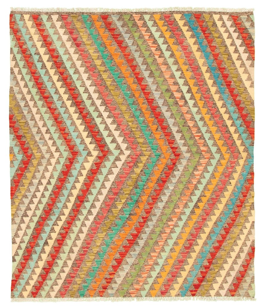 Vintage Hand Woven Area Rug 5'4" x 6'4" Traditional Wool Oriental Carpet