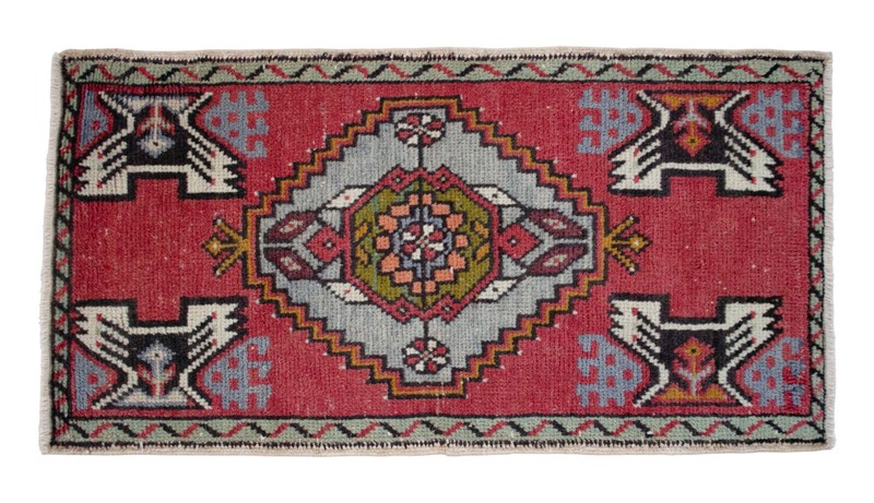 Vintage Turkish Rug Handmade Small Rug, Wool Doormat, Kitchen Rug, 2x3 ft approx gallery