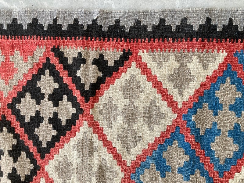 Vintage Traditional Handmade Geometric Qashqai Kilim Floor Rug Carpet 94X63 cm gallery