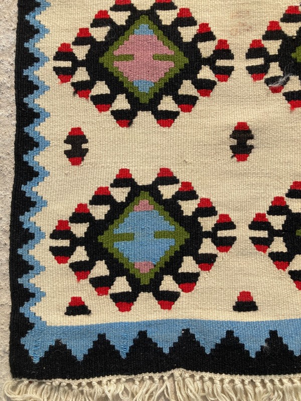Vintage Handmade Traditional Geometric Wool Kilim Runner Rug 198x52 cm gallery