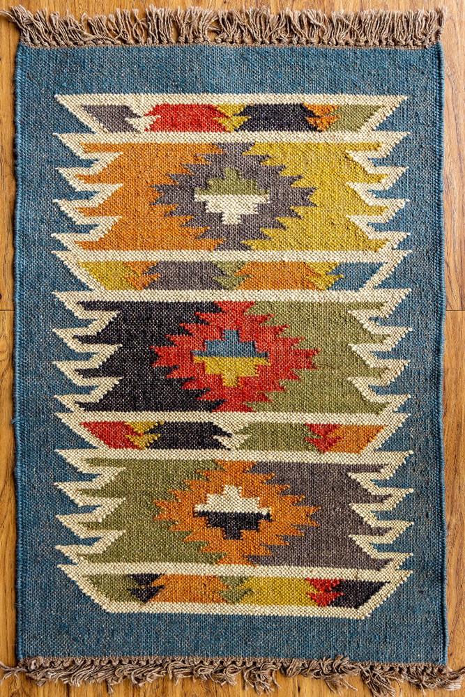 Rectangle Rug Wool Jute Area Runner Rug Hallway Rug Oriental Modern Rug Kilim