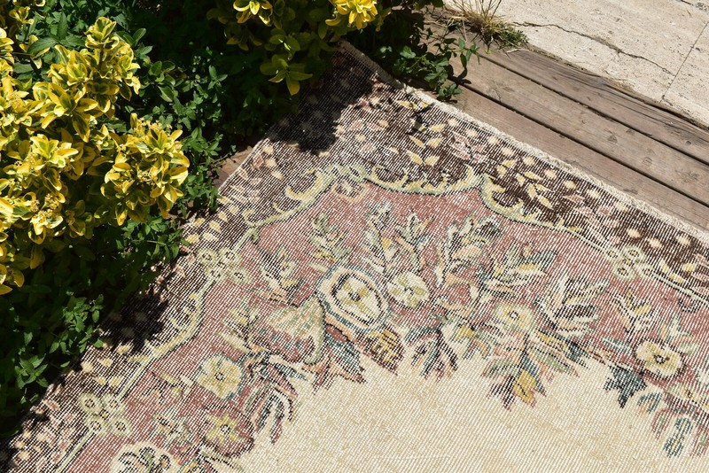 Turkish Oushak Rug 5x9 Vintage Rug AMAZING Beige Floral Oriental Rug 180x280cm gallery