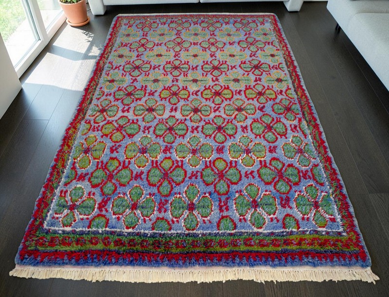 Antique Turkish Oushak Rug Hand Made Area Rug, 4 Leaf Clover Pattern 4'10"x8'5" gallery