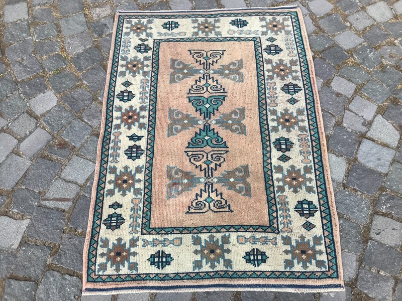 Turkish Vintage Rug, Home Decor Rug, Boho Decor Rug, Oushak Kilim Rug,2,7x3,9 ft gallery