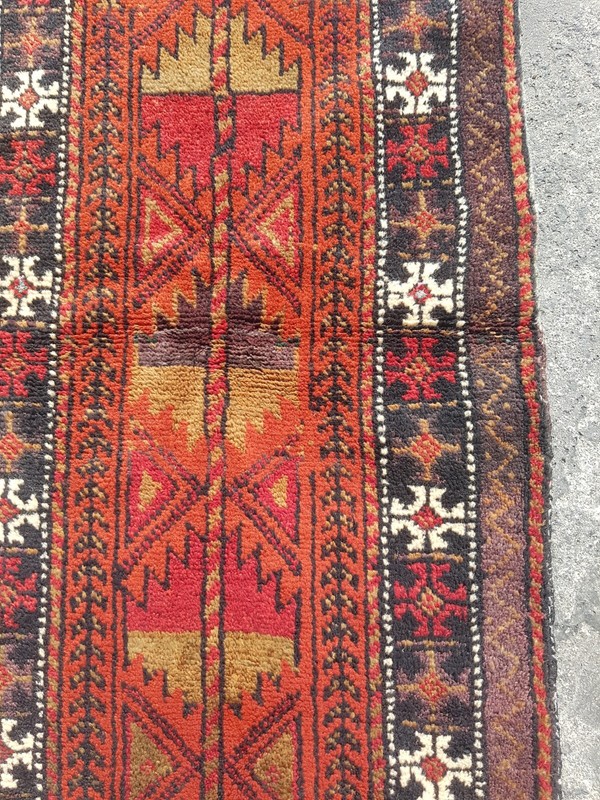 Vintage Hand Made Traditional Rug Oriental Wool Multicolor Carpet 90x49 cm gallery