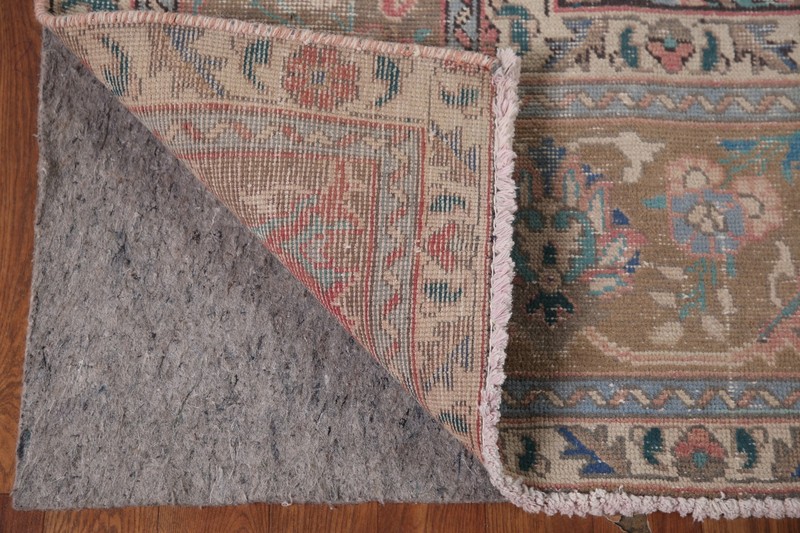 Semi-Antique Muted Pink Handmade Floral Tebriz Handmade Room Size Area Rug 10x13 gallery