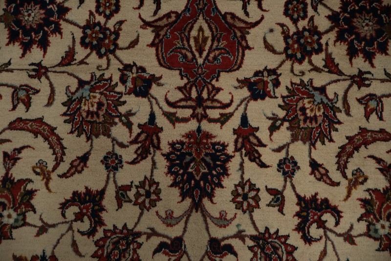 Traditional Vintage Area Rug 9x13 Hand-knotted Ivory Medallion Pattern Carpet gallery