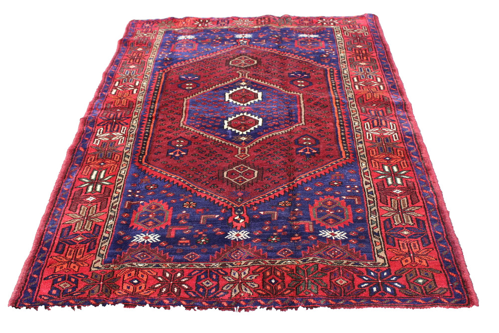 Geometric Tribal Bohemian Turkish 4' 7" x 6' 10" Red Handmade Area Rug