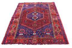 Geometric Tribal Bohemian Turkish 4′ 7″ x 6′ 10″ Red Handmade Area Rug