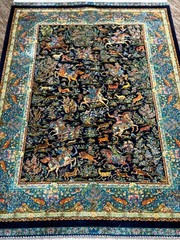 Silk Rug 3 x 5 Feet Hunting Design Shikargah Art Pattern Soft Lustrous Carpet