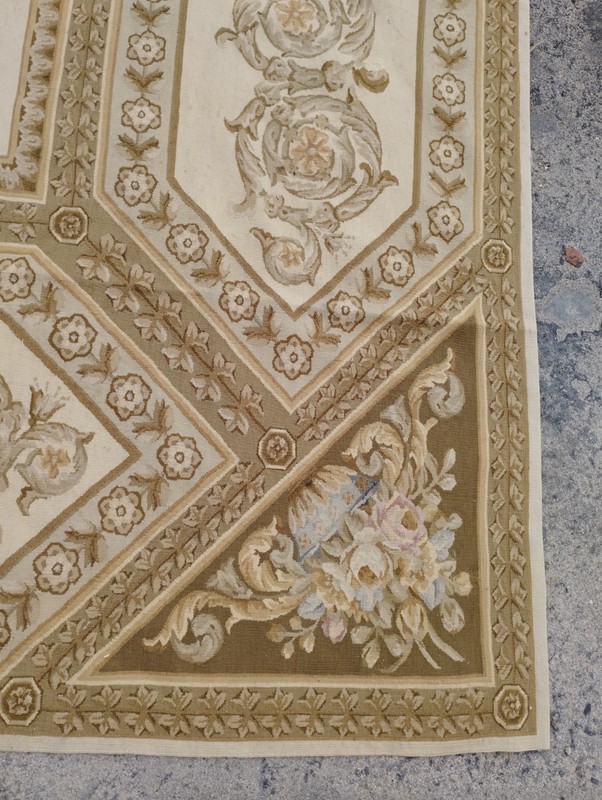 Vintage French Aubusson Floral Needlepoint Multicolor Rug Wool Carpet 294x235 cm gallery