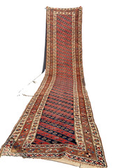 Auth: 19th C Antique Kurdish Runner Mystical Art 4 Collectors Organic 3×15