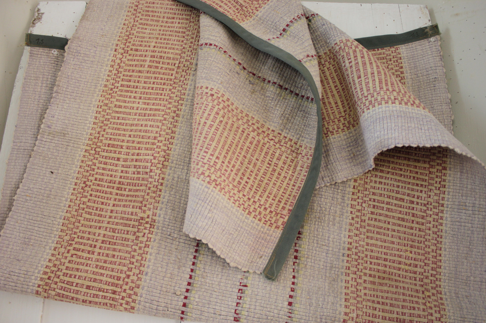 Rug or bathmat vintage european striped small antique carpet The Textile Trunk gallery